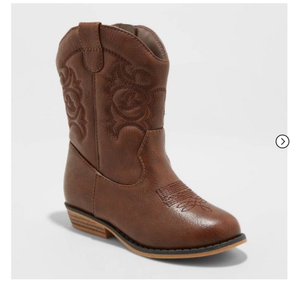 Cat & Jack Brown Western Cowboy Boots, Kids Size 6